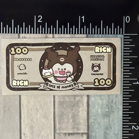 ๐10/$10๐ Sanrio Banknote Reusable Waterproof Vinyl Sticker Decal - Picture 1 of 1